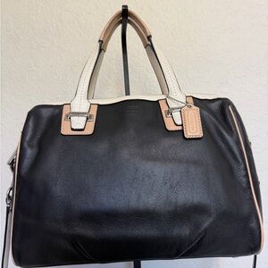 Coach black leather large purse top handle and adjustable strap